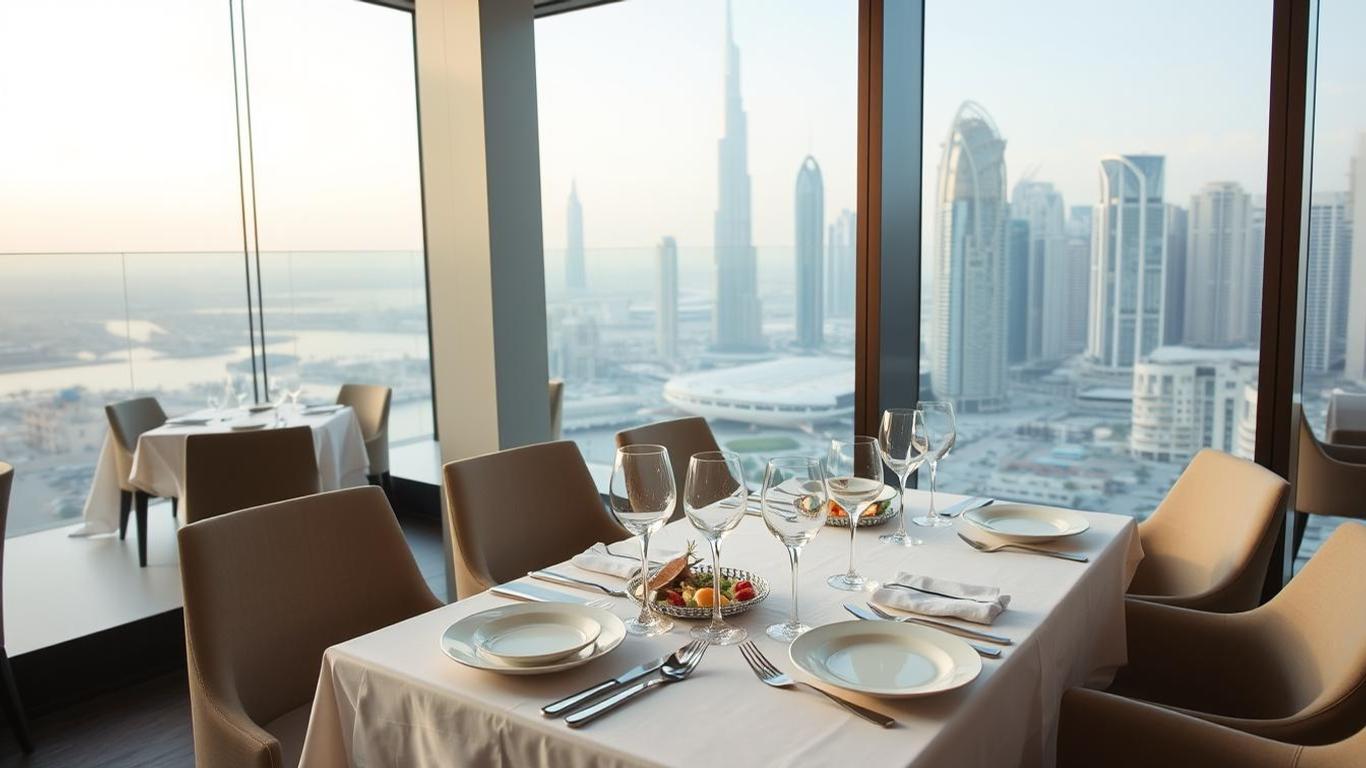 Elegant table setup for a professional business lunch in Dubai