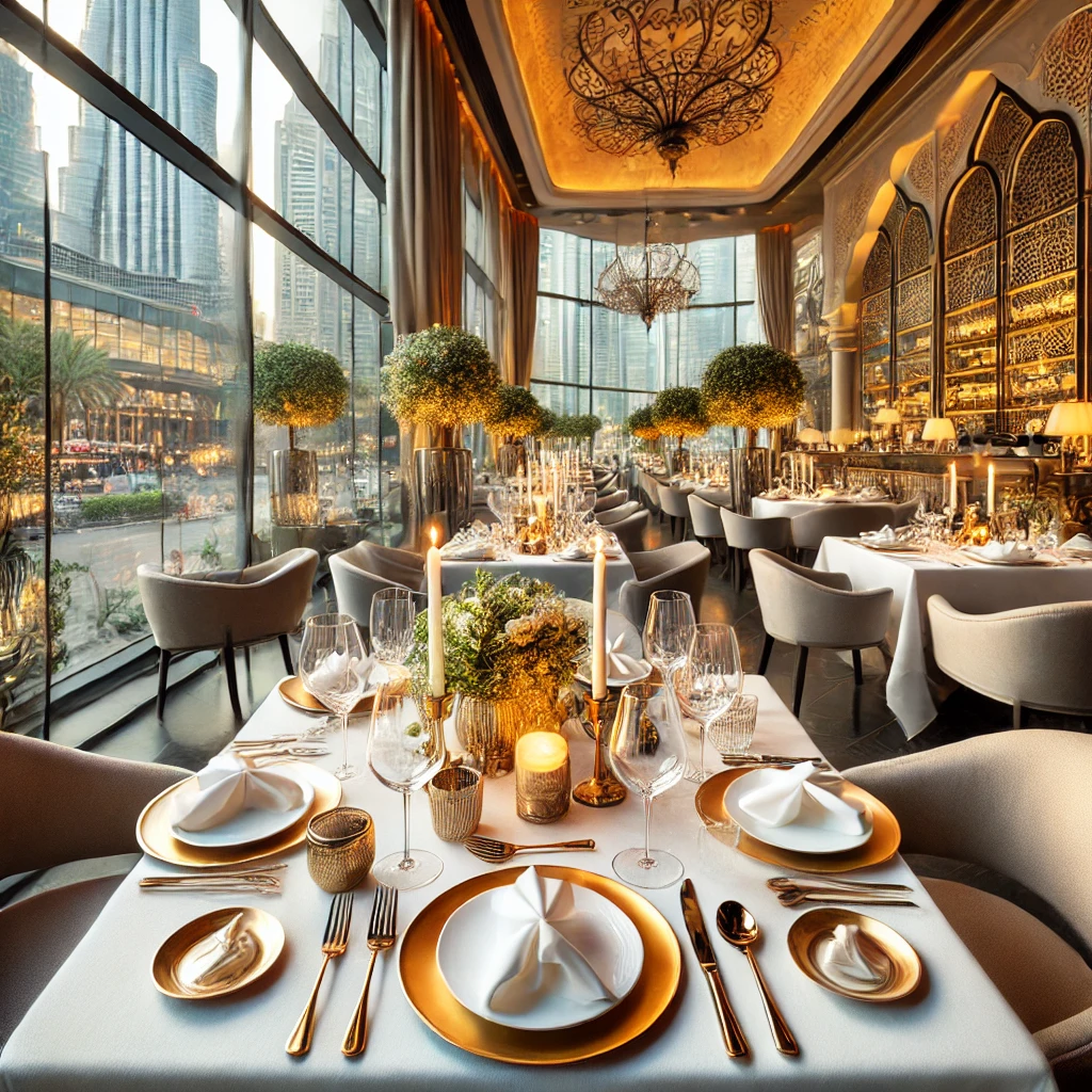 Elegant table setting at Grand Entrée in Dubai for affordable fine dining