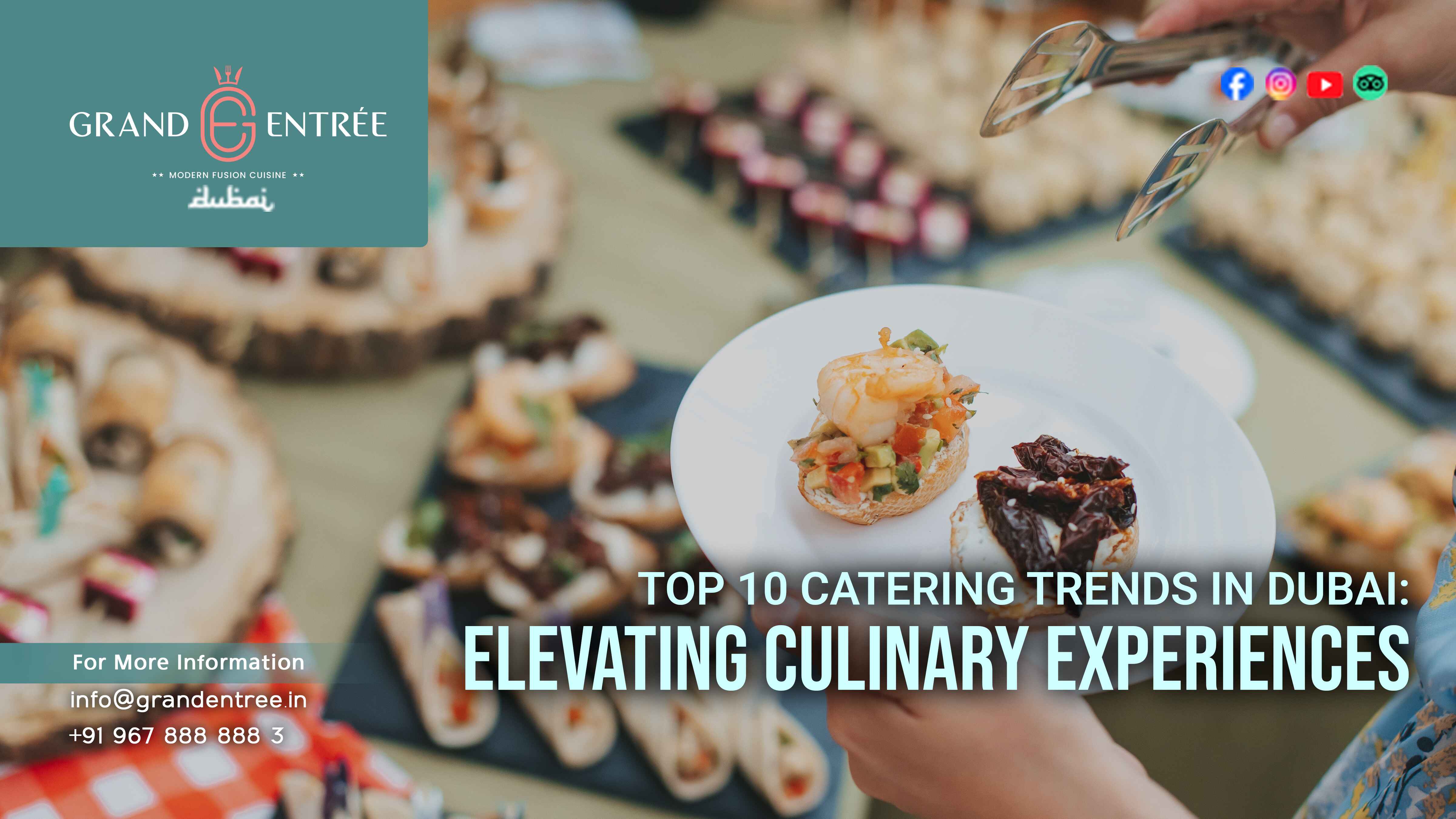 A beautifully arranged catering setup in Dubai featuring gourmet dishes and sustainable dining options.